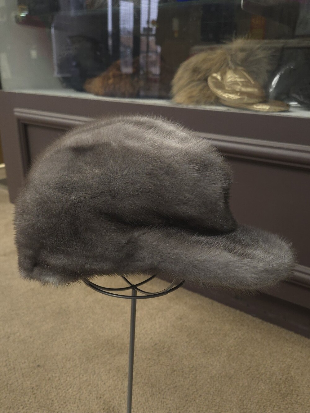 Blue Iris Mink Fur Baseball Cap
